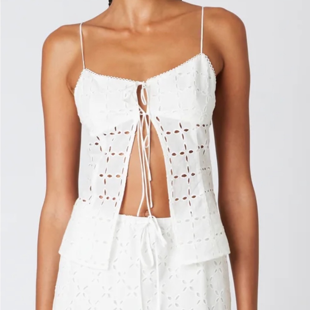 NIA Mia Top (White Eyelet Lace Tie-Front Top)